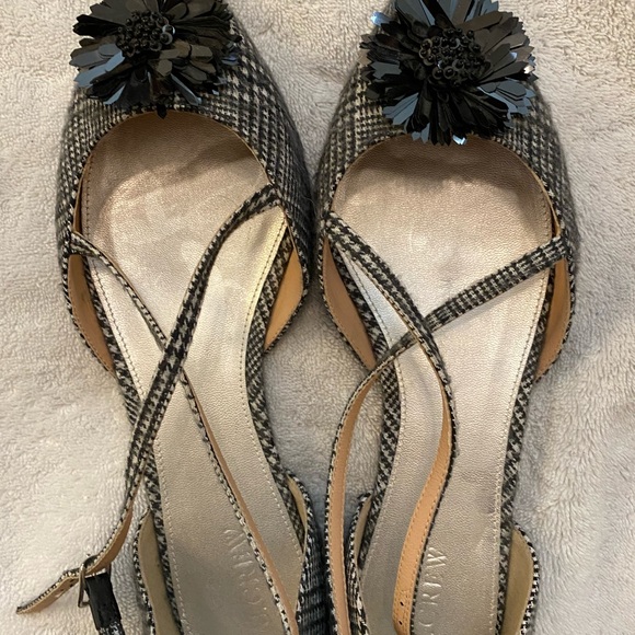 J.Crew Sadie Cross Strap Pointy Toe Flat Houndsooth Sz 10 NWOB - Picture 2 of 4